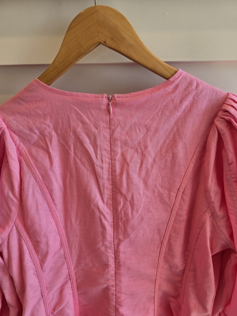 Avara Pink Channing  Puff-Sleeve V-Neck Mini Dress, Size Small NWT - Picture 10 of 12